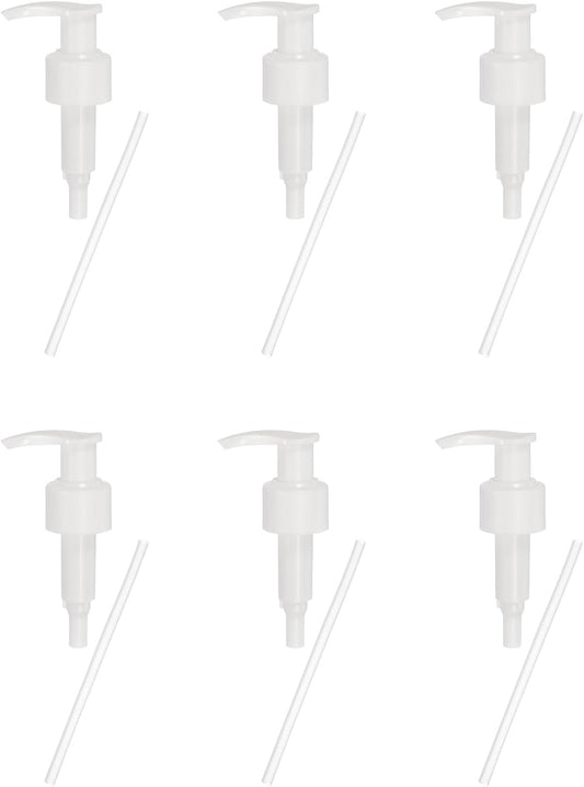 uxcell 6 Pcs Soap Dispenser Pump Heads Soap Dispensers Top Pumps Replacement Switch Pumphead for Standard 24/423 Neck Size Lotion Shampoo Bottle, White