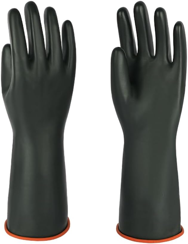Heavy-Duty Latex Chemical Resistant Gloves - Reusable Long Rubber Dishwashing Gloves with Forearm Protection for Men - Waterproof, Industrial Safety Gear, Acid & Alkali Resistant, Oil-Proof,14“，1 Pair