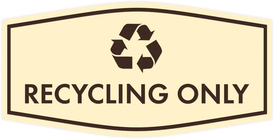 Fancy Recycling Only Sign (Ivory/Dark Brown) - Large