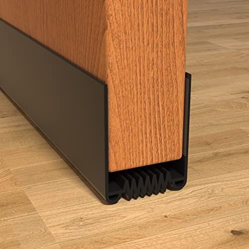 Door Draft Stopper, 39” Length Cuttable Weather Stripping Door Seal, Strong Adhesive Door Sweep for Exterior and Interior Doors (1, Black)