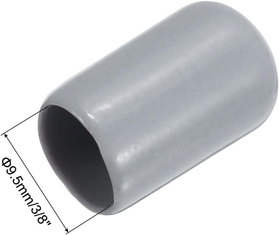 uxcell 20pcs Rubber End Caps 9.5mm(3/8") ID Vinyl PVC Round Tube Bolt Cap Cover Screw Thread Protectors Grey