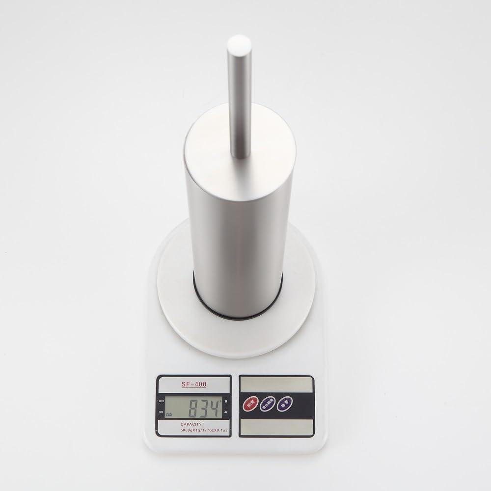 Toilet Brush and Holder Set Brushed Nickel Stainless Steel, 304 Heavy Duty Round Toilet Brush Set – Rust Resistant, Long Handle, Replacement Heads, Floor Standing Bathroom Toilet Cleaning