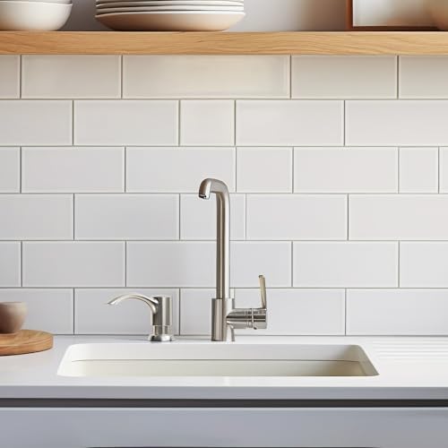 SAMODRA Built in Kitchen Sink Soap Dispenser (Brushed Nickel) with 12 oz Large PET Lotion Bottle, Refill from Top