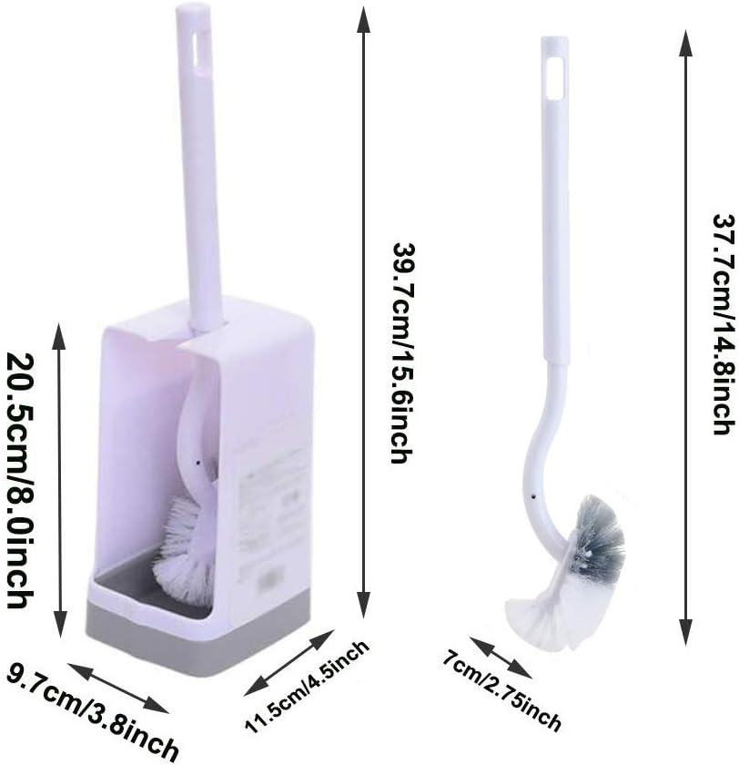 Marbarsse Bathroom Toilet Bowl Brush and Holder, Curved Design Toilet Brush for Deep Cleaning Under Rim, Best Toilet Brush Set, Easy Handy CompactToilet BowlCleaner Brush for Bathroom, 2 Pack