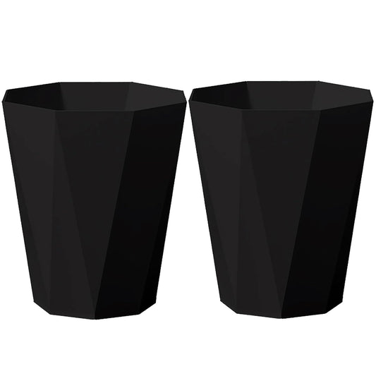 2 Pack Small Trash Can 1.8 Gallon Waste Basket Bathroom Garbage Bin for Dorms Toilets Bedrooms kitchends Offices,Black