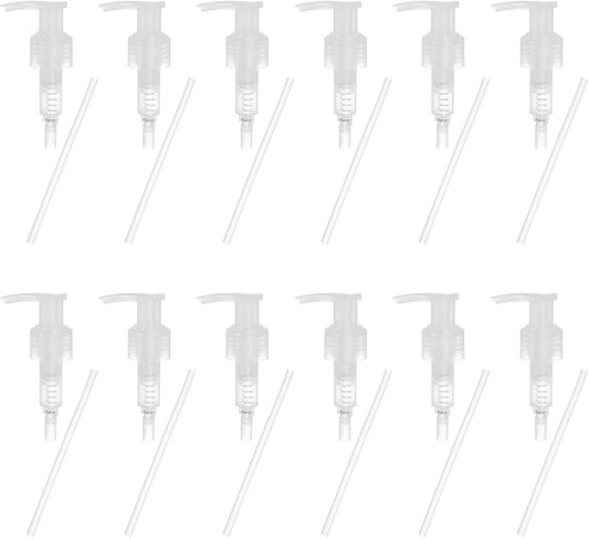 uxcell 12 Pcs Soap Dispenser Pump Heads Soap Dispensers Top Pumps Replacement Switch Pumphead for Standard 24/427 Neck Size Lotion Shampoo Bottle, Transparent