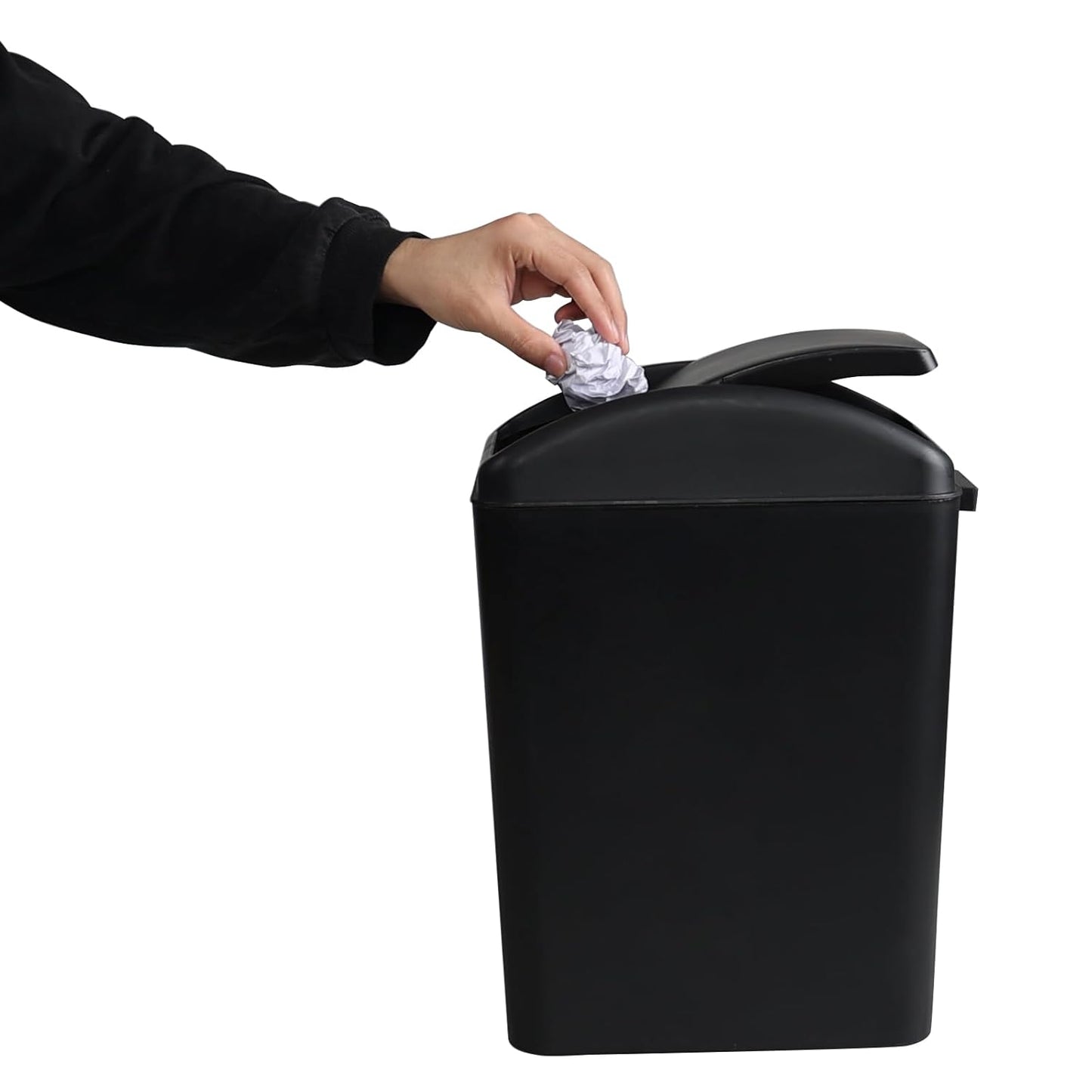 3-Pack 4.5 Gallon Plastic Trash Can with Swing Lid, Swing-Top Waste Can, Black