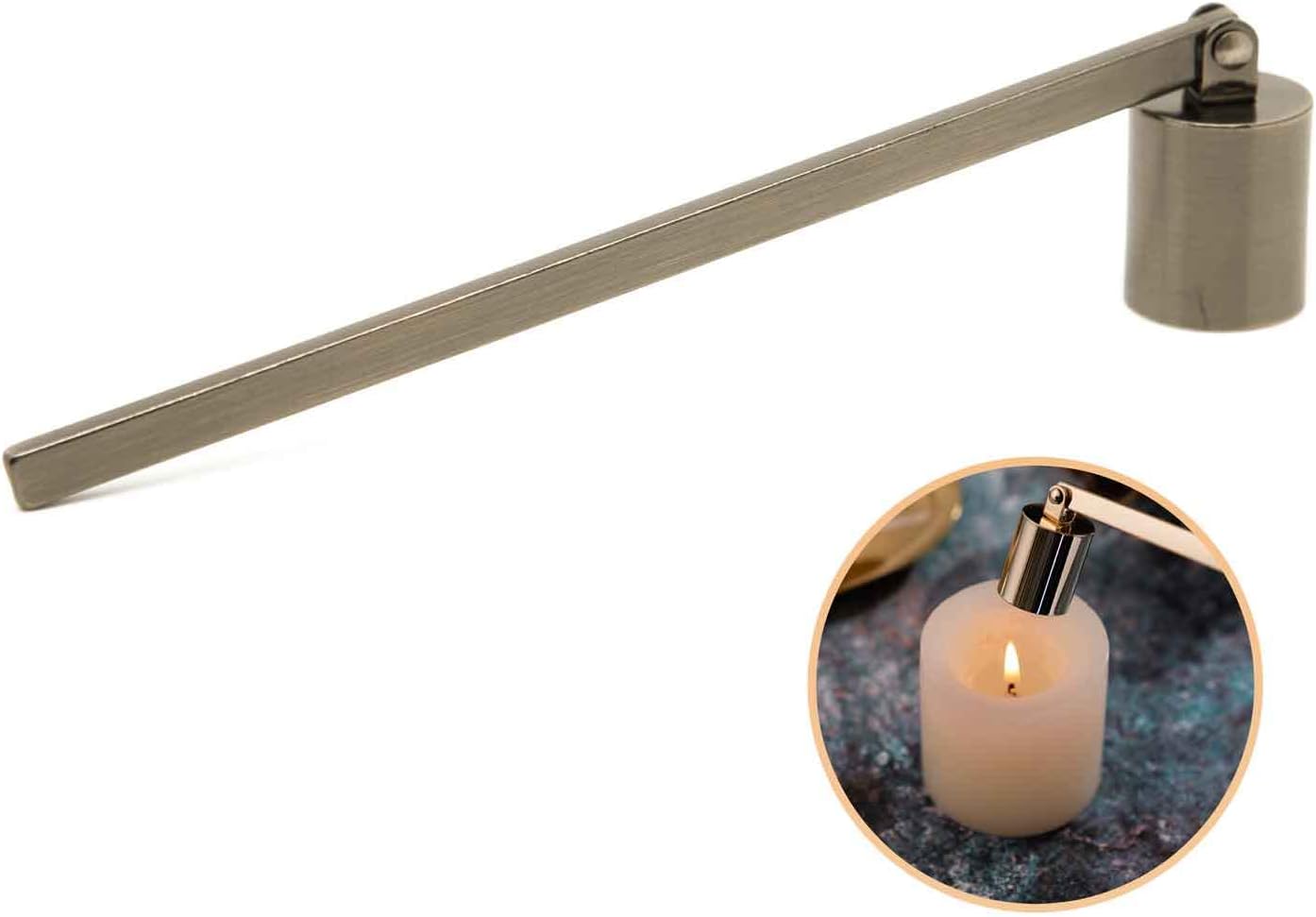 AIM & GGKK Candle Snuffer Antique Brass Candle Extinguisher Accessory for Putting Out Extinguish Gold Copper Candle Wicks Flame Safely