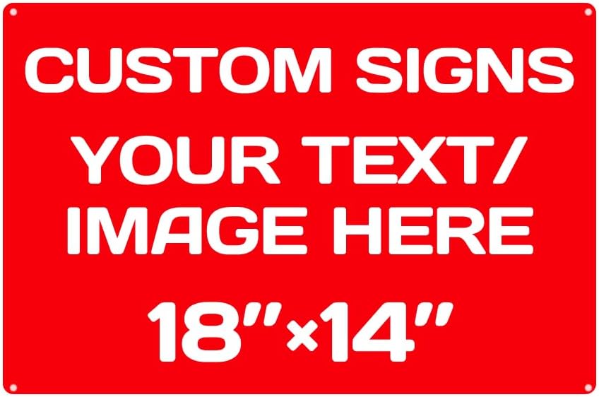 Repaly Personalized signs,Aluminum Weatherproof Metal Sign Multiple Sizes Custom Personalized Text And picture Here,hazard sign,garden sign,custom door sign,Customised business signs(18 * 14 IN,Red)