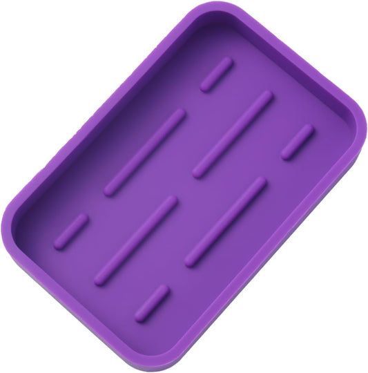 Silicone Kitchen Sink Organizer Tray for Multiple Usage,Easy Clean Sponges Holder for Kitchen Bathroom Counter or Sink,Dish Soap Dispenser,Scrubber,Bottle,Cup Purple 4.9”x 3.2”