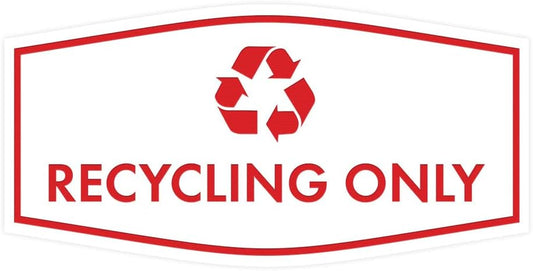 Fancy Recycling Only Sign (White/Red) - Large