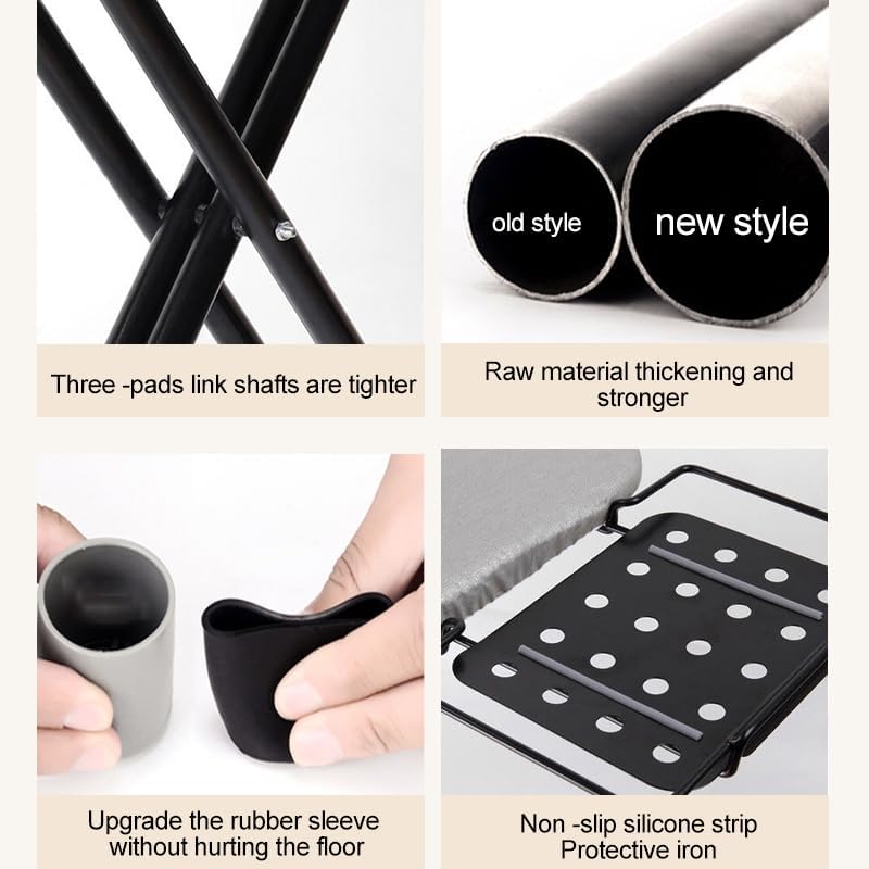 Ironing Board Full Size,Heavy Duty Small Iron Board with Heat Resistant Cover, Iron Rest - No Assembly Required (43 x 12 x 32 Inches) (Gray)