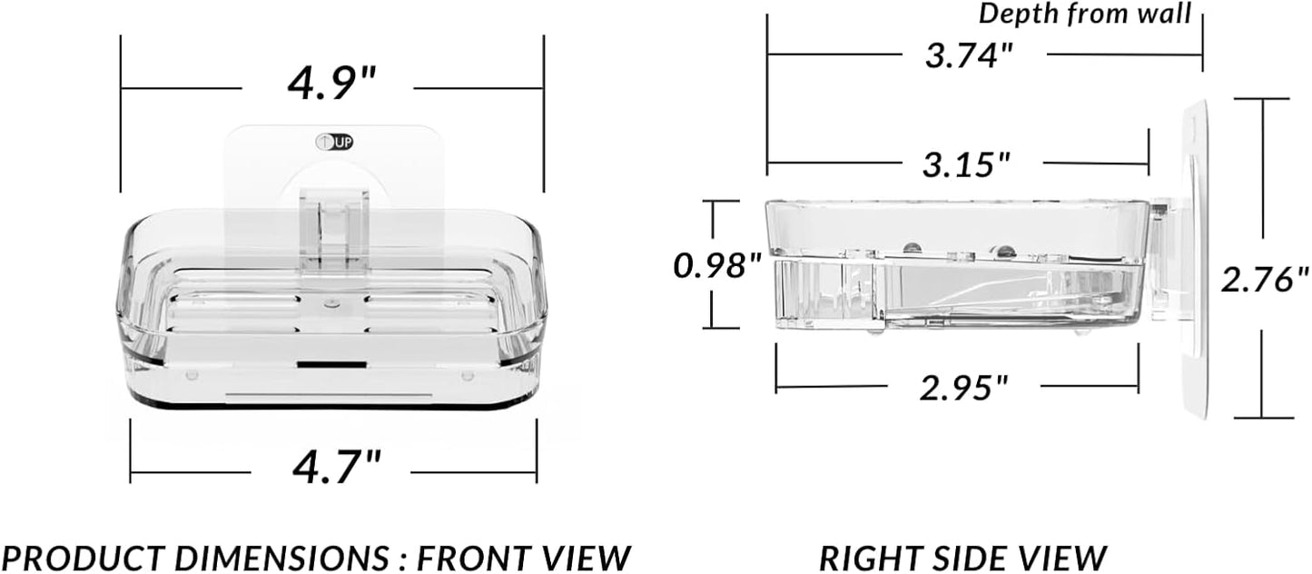 Toro Adhesive Sponge Holder for Kitchen Sink with Drain Tray, Clear PET Wall-Mounted Sponge Caddy