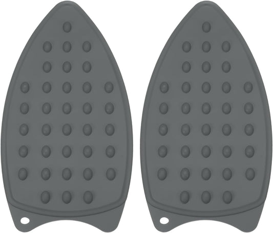 PATIKIL Silicone Iron Rest Pad, 2 Pcs Multipurpose Hot Heat Resistant Iron Rest Plate Protective Pad for Ironing Board Hot Resistant Steamer Steam Compact Mat, Gray