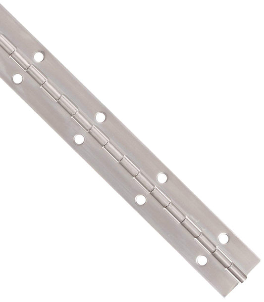 Stainless Steel Continuous Hinge with Hole, Bright Annealed Finish (4 Feet Long, 1-1/2 Inches Wide)