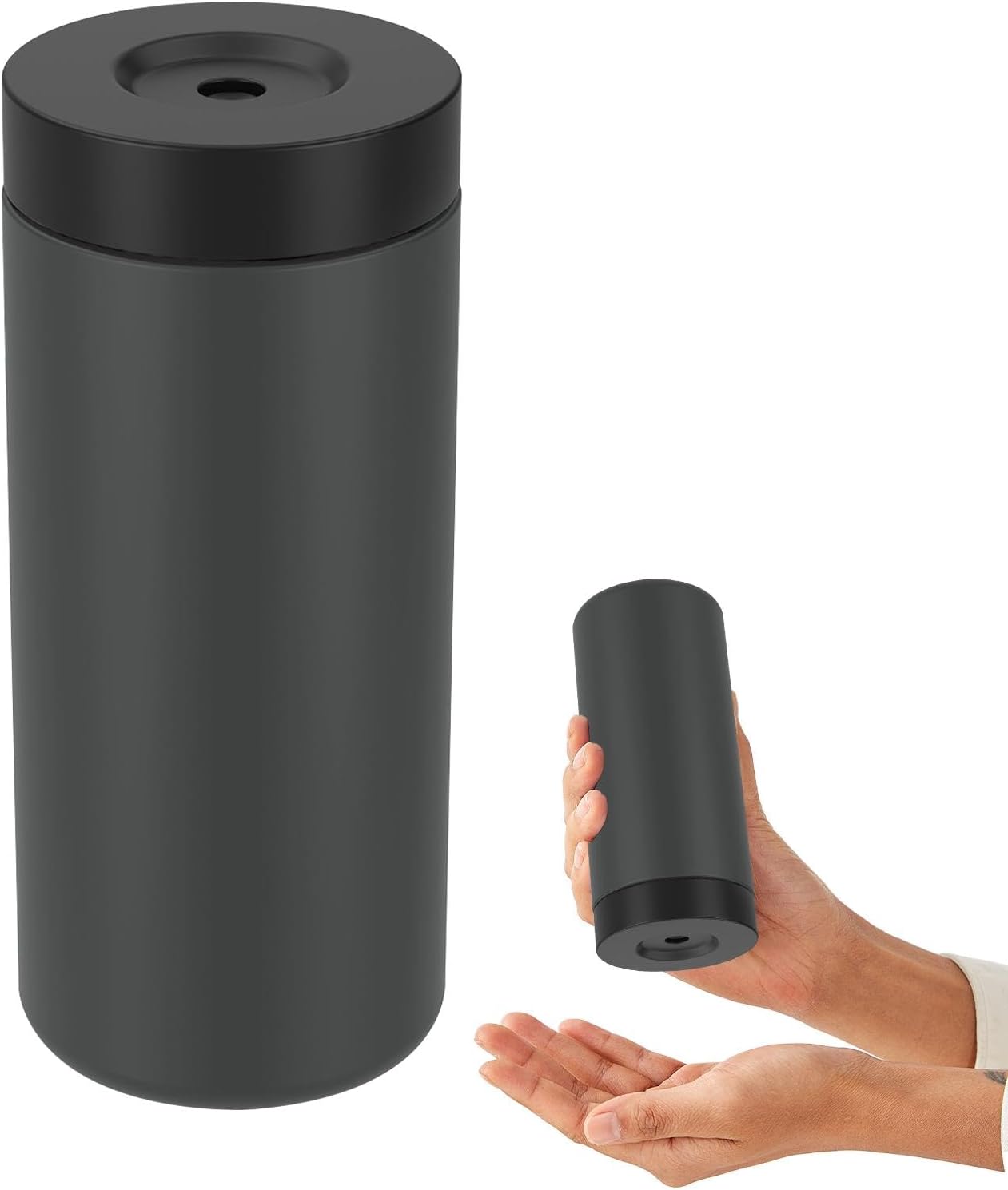 Soap Dispenser,Dish Soap Holder for Kitchen Sink 8 oz Round Refillable Foaming Soaps Dispenser Shampoo and Conditioner Bottles Watertight Silicone Squeeze Bottle for Bathroom Gray