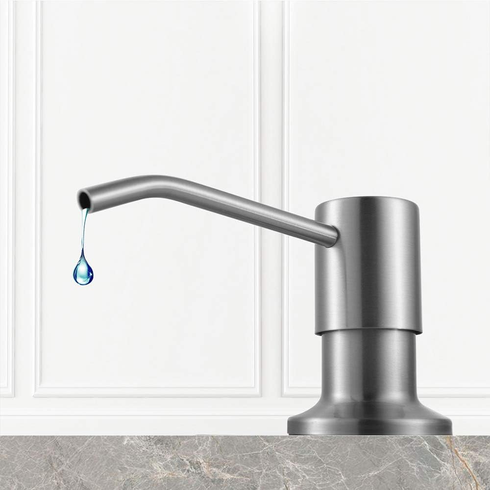 Soap Dispenser for Kitchen Sink, Built in Sink Soap Dispenser Lotion Dispenser with 17 Ounce Bottle, Stainless Steel Sink soap Dispenser, Brushed Nickel