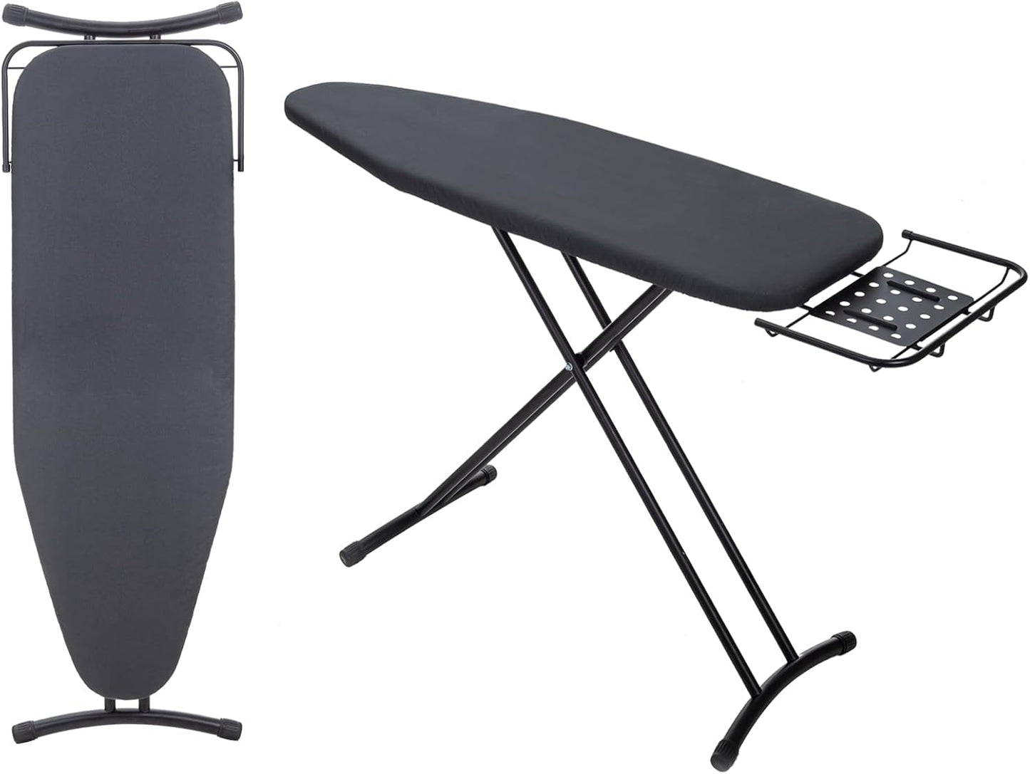 Ironing Board 48" x 15" with Retractable Iron Rest, RAINHOL Heavy Duty Full Size Iron Board, Sturdy Wide Frame with Thick Padding Cover, Height-Adjustable, Black