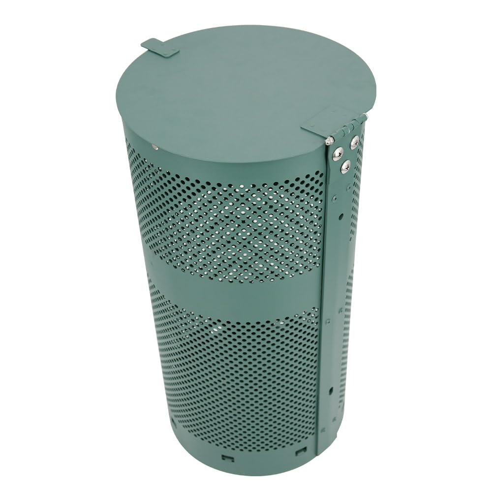 ZERO WASTE USA - Round Outdoor 10 Gallon Dog Waste Station Waste Can Replacement - 100% Rust-Free, Powder-Coated, Commercial Grade Aluminum. 10-Year Warranty (Matte Green)