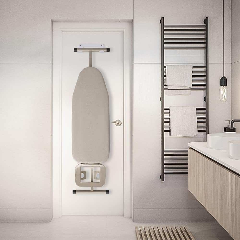 Ironing Board Hanger Wall Mount Ironing Board Holder Organizer Wall Rack for Laundry Rooms Storage Rack Hanging Shelf Hanger (White-2 PCS)