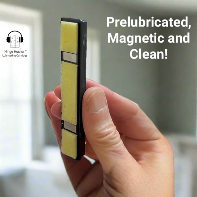 The First-of-Its-Kind Lubricant Cartridge for Squeaky Door Hinges. Mess-Free, Odorless, Sprayless & Prelubricated. Hinge Husher™ Lubricant Cartridges (3 Pack - Black)