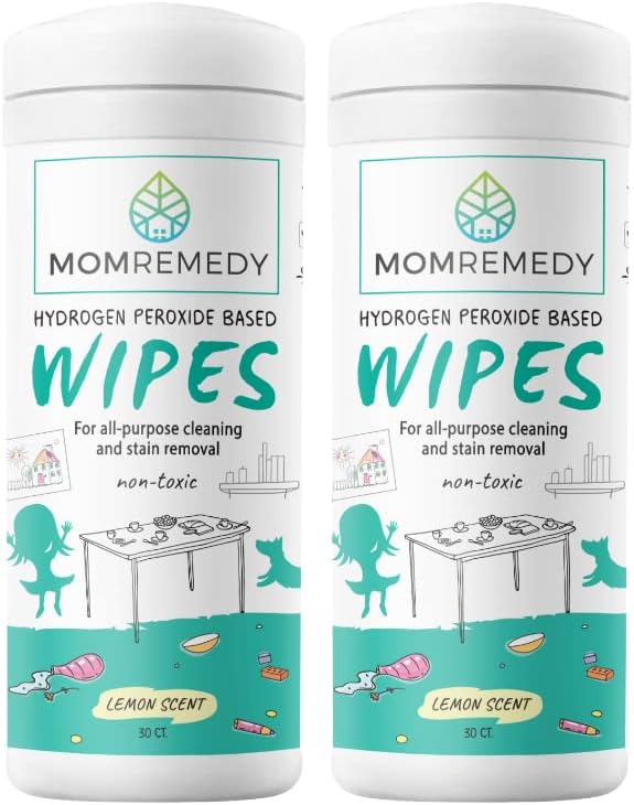 MOMREMEDY Hydrogen Peroxide Cleaning Wipes | All Purpose Cleaner and Stain Remover | Multipurpose for Home, Kitchen, Bathroom, All Surfaces | Non-Toxic