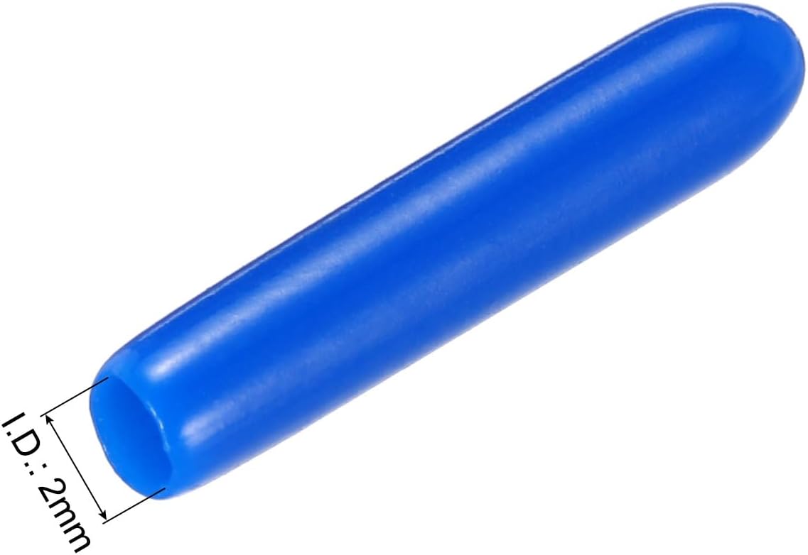 uxcell 20pcs Rubber End Caps 2mm(1/16") ID Vinyl PVC Round Tube Bolt Cap Cover Screw Thread Protectors,Blue