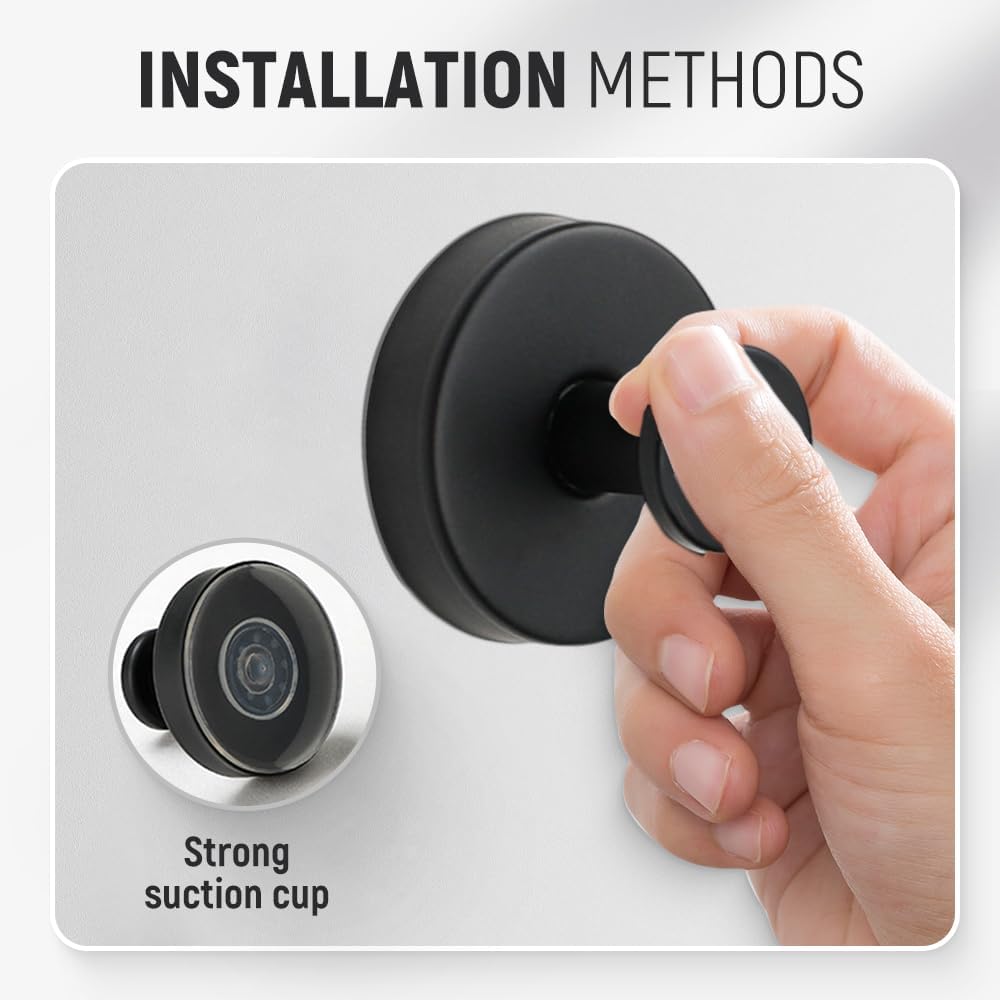 Suction Cup Hooks for Wreaths, 2025 New No Drill Suction Cup Hooks on Glass, Wreath Hanger for Front Door, Rustproof Hook Holder Towel Hook for Window Bathroom Mirrors Tile (4, Black)