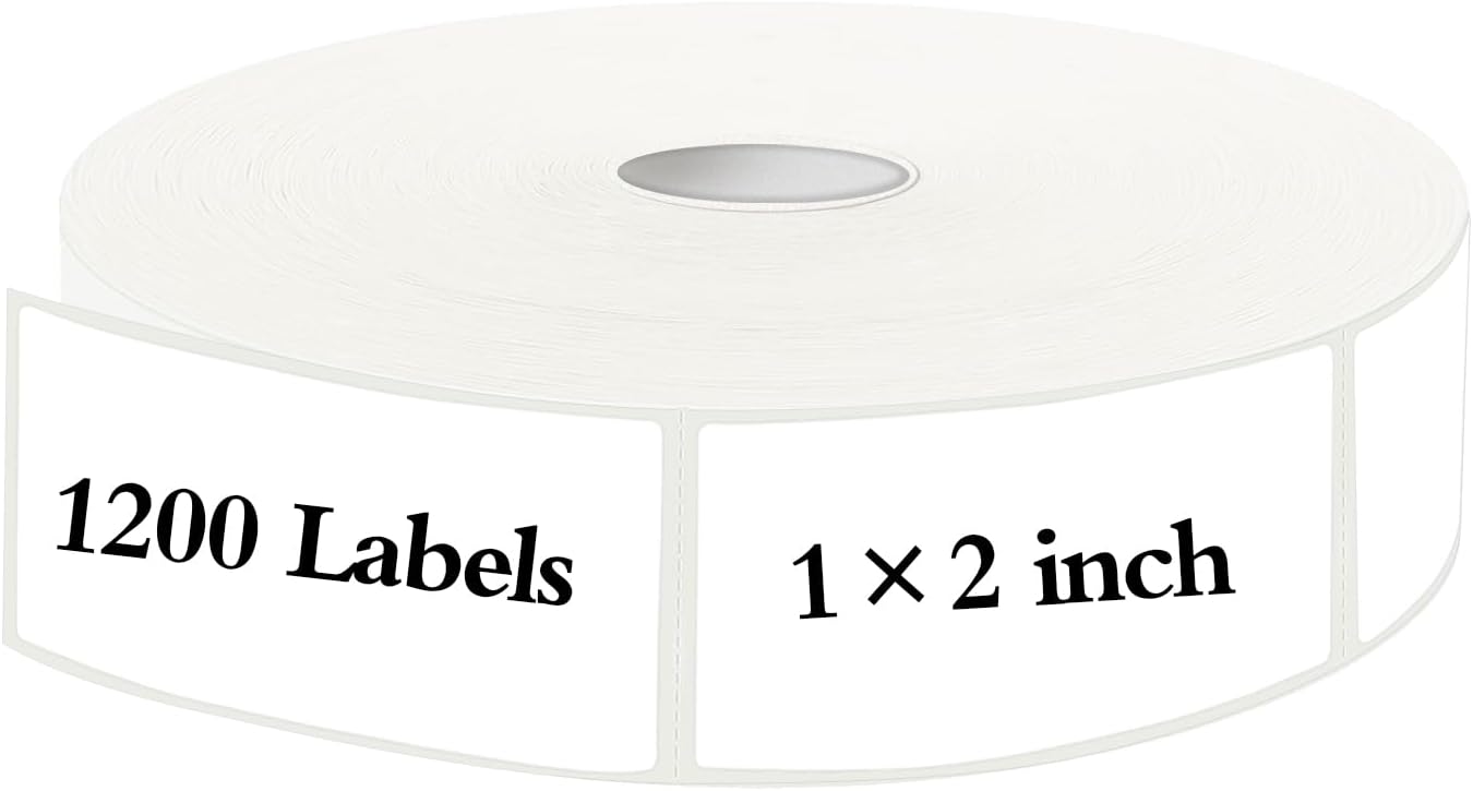 1200 Blank Removable Freezer Labels Water Oil Resistant with Perforation Line for Food Containers Jars Pantry Organization (Ink Quick-Dry，1” x 2”)
