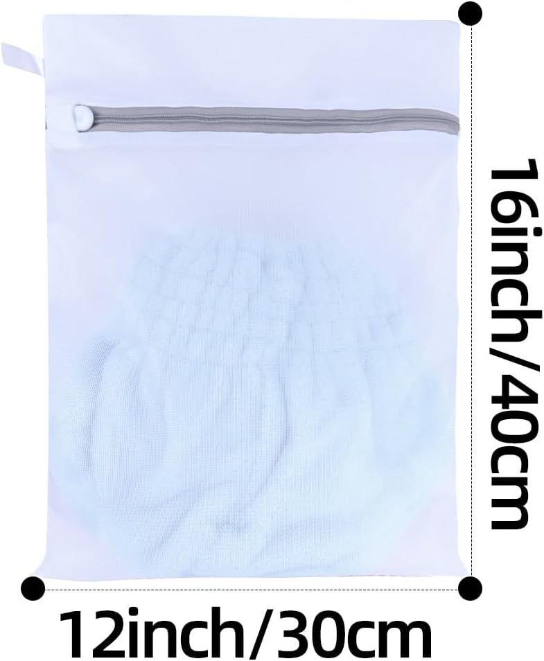 Mesh Laundry Bags, Mesh Wash Bags, Durable Mesh Structure with Strong Zipper, Suitable for Underwear, Delicate Clothes, Pants, Shoes, Socks Washing (Small Fine Mesh, Small 12 * 16inch*4pcs)