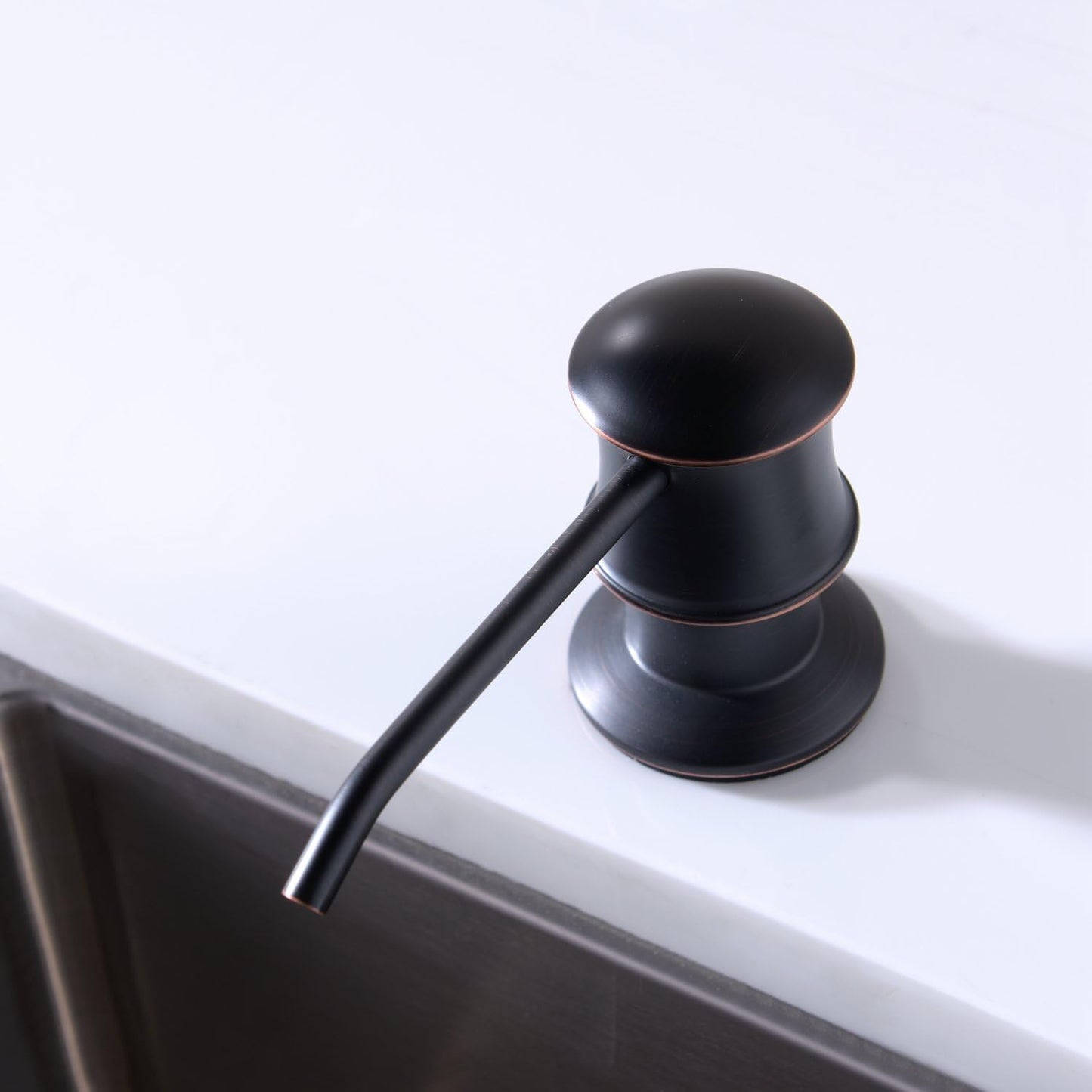 Delle Rosa Soap Dispenser, Liquid Soap Dispensers for Kitchen Sink, Brass Head Kitchen Sink Soap Dispenser Soap,Oil Rubbed Bronze Brass Pump with 47" Extension Tube kit, No Need to Fill