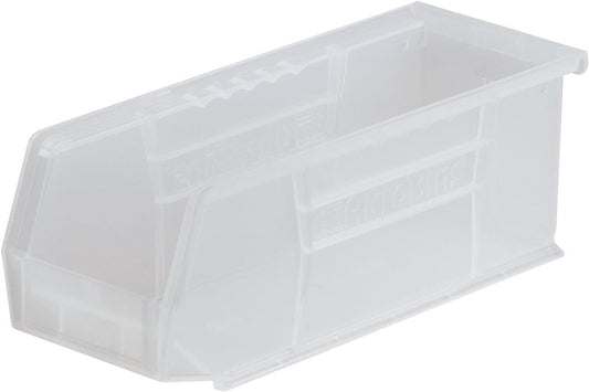 Akro-Mils 30224 AkroBins Plastic Storage Bins, Space-Saving Stackable Bins for Garage, Pantry, Craft Organization, 11" L x 4" W x 4" H, Clear, 12-Pack