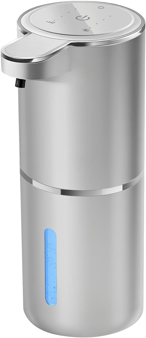 Automatic Foaming Soap Dispenser - Hand Free Pump Touchless Soap Dispenser USB Rechargeable Dispenser with 380ml, 4levels Adjustable Dispenser for Bathroom Kitchen