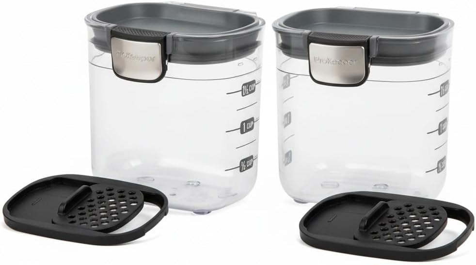 Progressive PKS-401 1.5 Cup Mini Prokeeper+ Airtight Silicone Seal Storage Container Great For Spices & Baking Acessories (2- Piece)