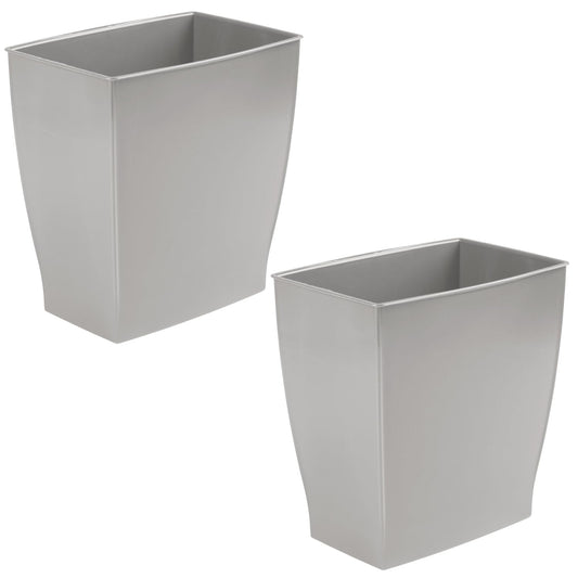 iDesign Small Rectangular Bathroom Trash Cans - Set of 2 - Gray