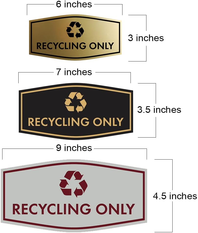 Fancy Recycling Only Sign (Navy Blue/White) - Medium