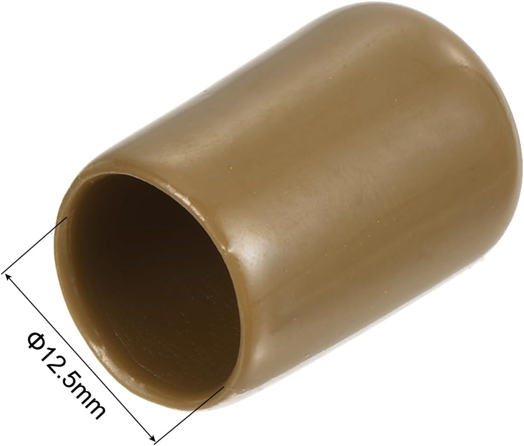 uxcell 20pcs Rubber End Caps 12.5mm(1/2") ID Vinyl PVC Round Tube Bolt Cap Cover Screw Thread Protectors Light Brown