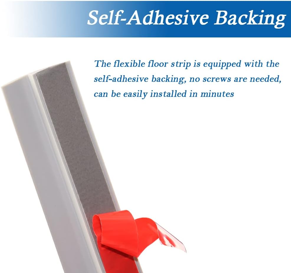 Floor Transition Strip Self Adhesive Carpet & Flooring Transitions Edging Trim Strip PVC Threshold Transitions Suitable for Threshold Height Less Than 5mm (3.3Ft, Gray)