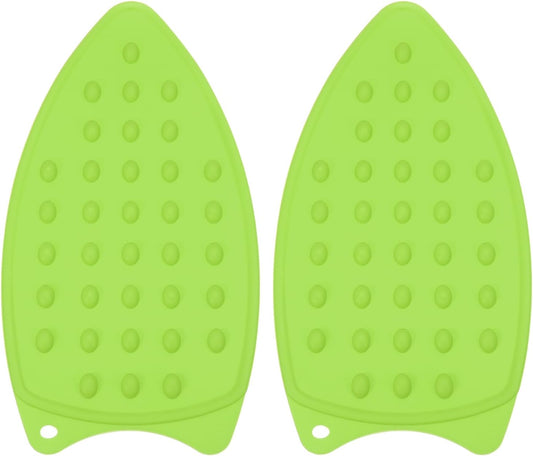 PATIKIL Silicone Iron Rest Pad, 2 Pcs Multipurpose Hot Heat Resistant Iron Rest Plate Protective Pad for Ironing Board Hot Resistant Steamer Steam Compact Mat, Green