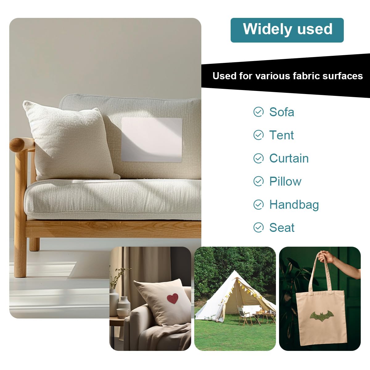 J.CARP 2Pcs Linen Repair Patches, Large Self-Adhesive Fabric Patch for Sofas, Couch, Furniture, Car Seats (8 * 11 inches-2PCS Floral Gray)