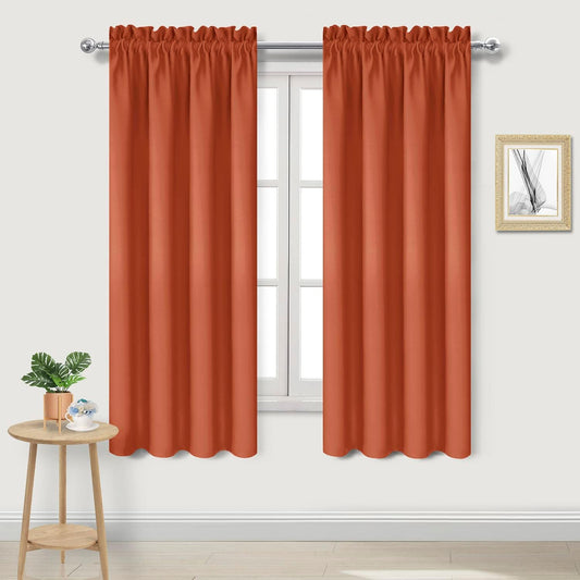 DWCN Blackout Curtains Thermal Insulated, Energy Saving & Noise Reducing Bedroom and Living Room Curtains, Burnt Ochre, W 38x L 63 Inch, Set of 2 Rod Pocket Curtain Panels