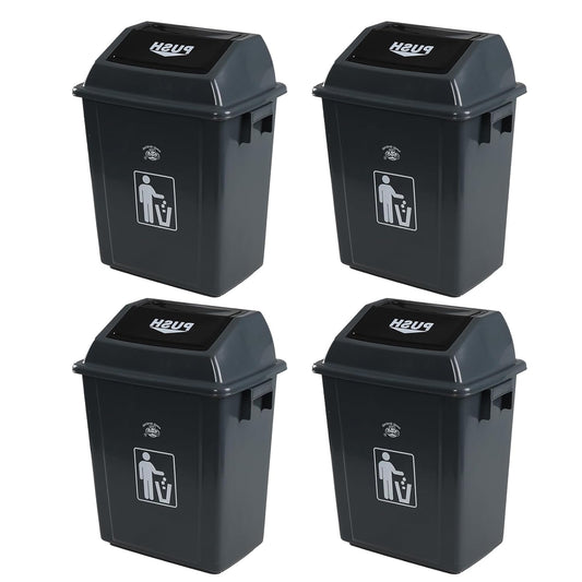4-Pack 8 Gallon Kitchen Trash Can with Swing Lid, Plastic Kitchen Garbage Can, Gray