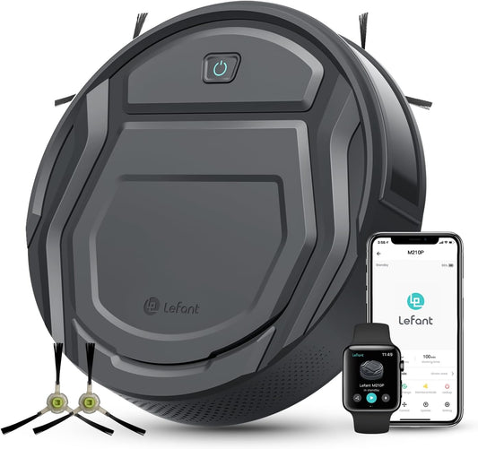Lefant Robot Vacuum Cleaner M210 Pro,Slim,Quiet,2200Pa Suction,120 Min Self-Charging Robotic Vacuums, Freemove 3.0,WiFi/APP/Alexa,6 Cleaning Modes Ideal for Hard Floors Pet Hair Low Carpet,Gray