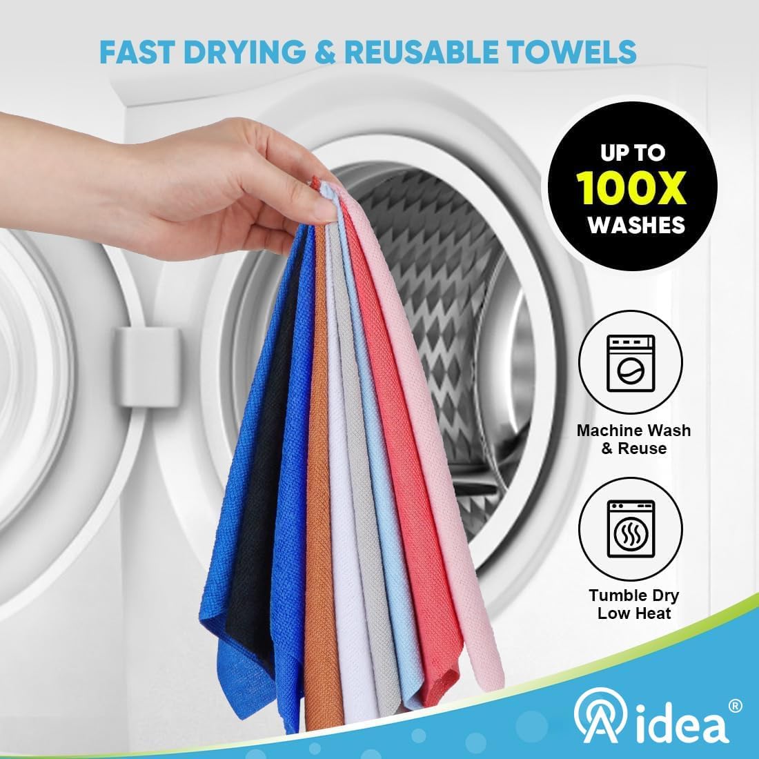 AIDEA Microfiber Cleaning Cloth Roll, White Shop Towels 55 Sheets Washable, Microfiber Towels for Cars, White Rags Reusable Paper Towel for Automotive, Workshop, House, Kitchen, Cleaning Supplies11×9"