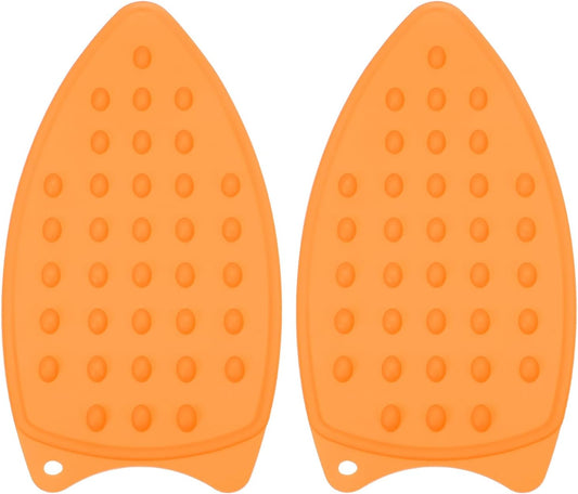 PATIKIL Silicone Iron Rest Pad, 2 Pcs Multipurpose Hot Heat Resistant Iron Rest Plate Protective Pad for Ironing Board Hot Resistant Steamer Steam Compact Mat, Orange