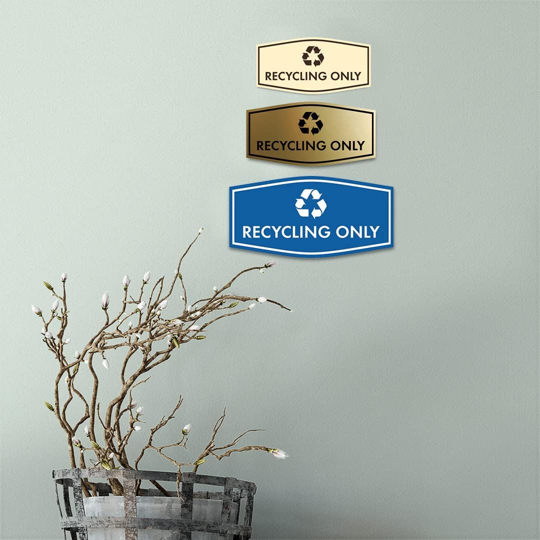 Fancy Recycling Only Sign (Brushed Silver) - Medium