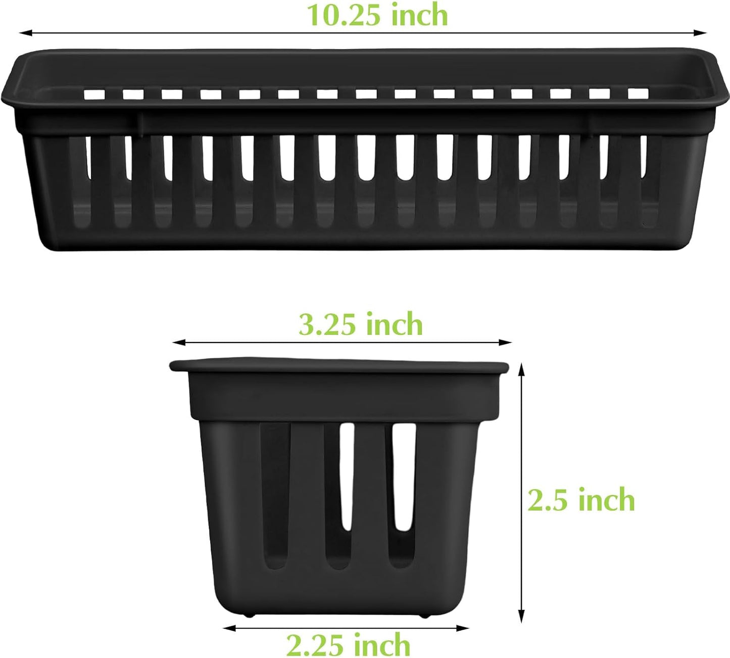 Domensi 12 Pack Slim Plastic Storage Baskets Tray for Organizing 10.25 x 3.25 x 2.5 Inch Small Narrow Storage Bins Stackable Drawer Pencil Trays Holder for Desk Garage Cabinet Containers(Black)
