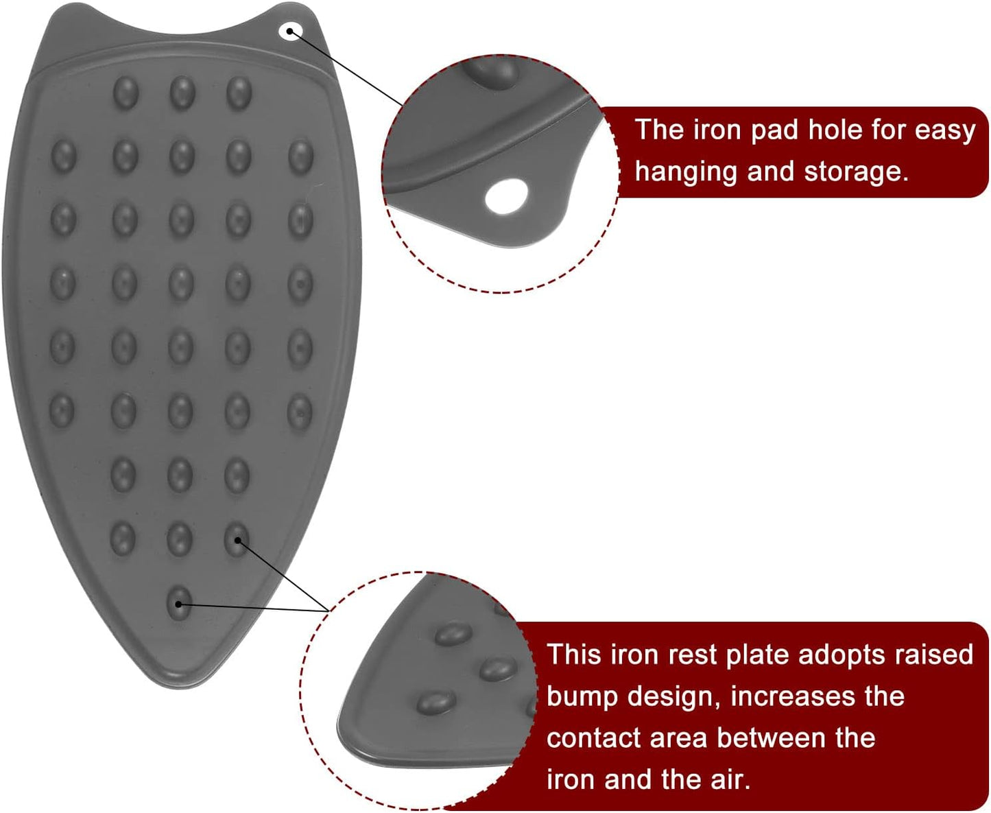 HARFINGTON 2pcs Silicone Iron Rest Pad, Multipurpose Iron Hot Resistant Mat Iron Rest Plate for Ironing Board Hot Heat Resistant Steam Compact Mat, Grey