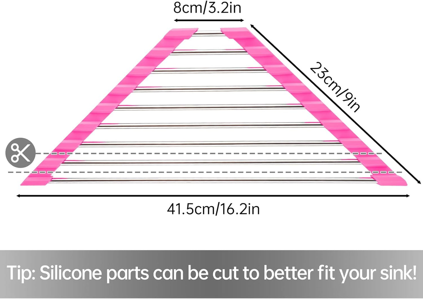 Tomorotec Triangle Roll-Up Dish Drying Rack for Sink Corner - Small, Foldable, Stainless Steel, Multipurpose Kitchen Drainer Caddy, Trivet, Rustproof Organizer, Storage Shelf (Rose)