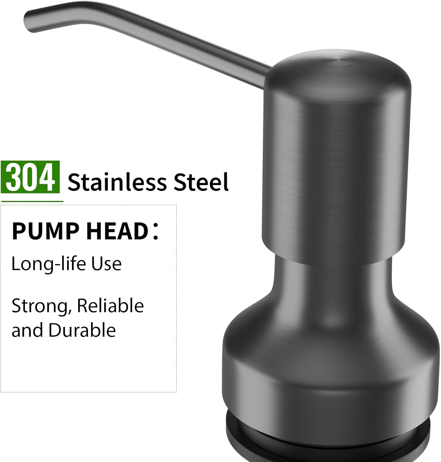 Soap Dispenser for Kitchen Sink, Kitchen Sink Soap Dispenser with 17 OZ Bottle, Refill from The Top Bar, Longer Threaded Shaft Shank, Wide Pump Head Base (Gray)